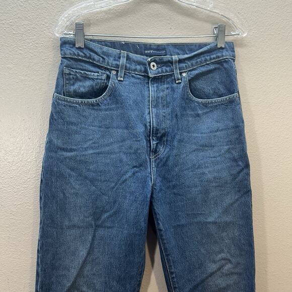 LEVI'S Made & Crafted Barrel Crop High Rise Cropped Jeans Size 27 Rigid Denim - Picture 2 of 10